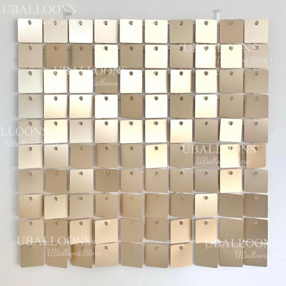 Sequin Fabric Panel - แผงฉากหลังสีแชมเปญโกลด์แบบด้าน 12/18/24 ชิ้น แผงผนังประดับเลื่อมสีทองแบบด้าน สำหรับตกแต่งงานแต่งงาน งานวันเกิด