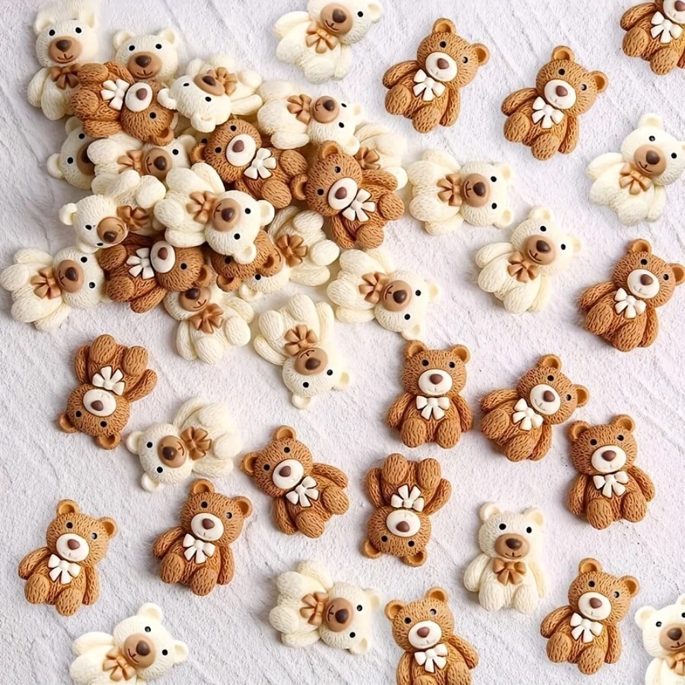Embellishments For Scrapbooking - 10-100pcs การ์ตูน Beige กาแฟหมีเรซิ่น Cabochon Flatbacks