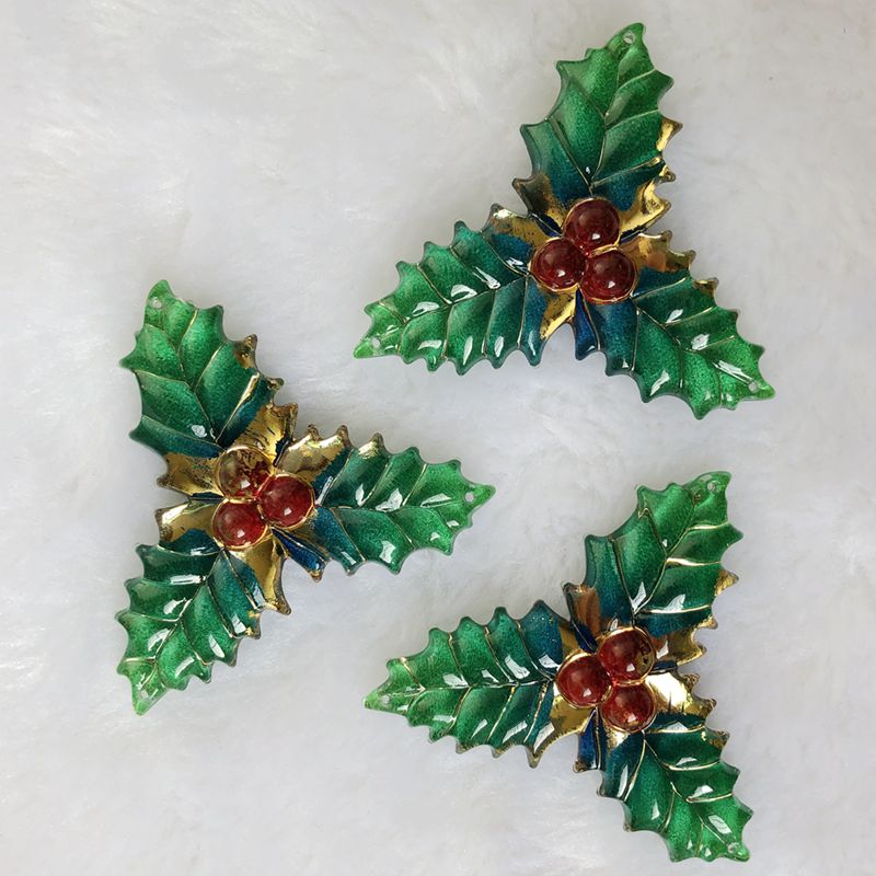 Embellishment Glue Craft - 8PCS 40X41 มม.เรซิ่นคริสต์มาสใบสไตล์ตกแต่งหัตถกรรมFlatback Cabochon EmbellishmentsสำหรับScrapbooking DIYอุปกรณ์เสริม