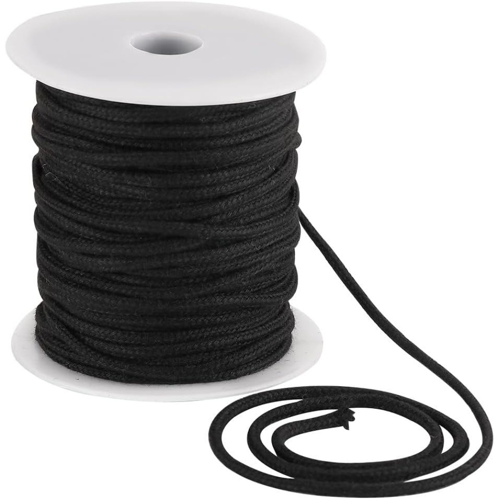 Cord Trim Twisted - เชือกฝ้ายสีดำขนาด 4 มม. ยาว 33 หลา