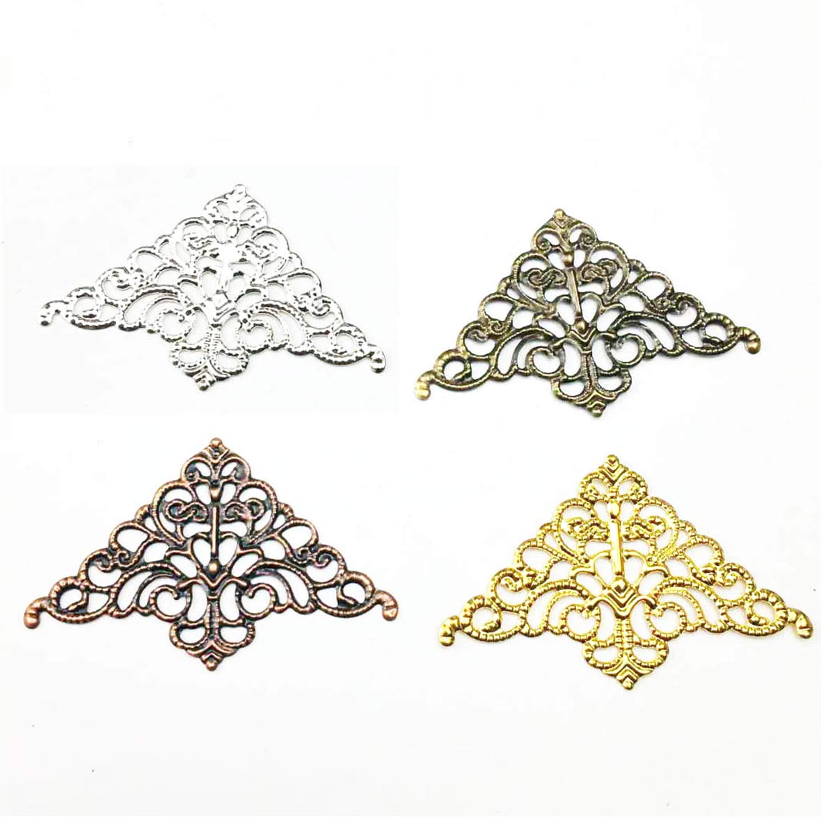 Craft Embellishment - 200 ชิ้น ตัวเชื่อมแบบกลวงลายสามเหลี่ยม ขนาด 32x51 มม.