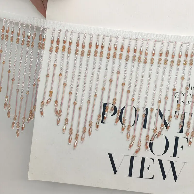 แก้วหลอด Fringe พู่ 16 ซม.Trim - Beaded Trim Fringe บทวิจารณ์และราคา
